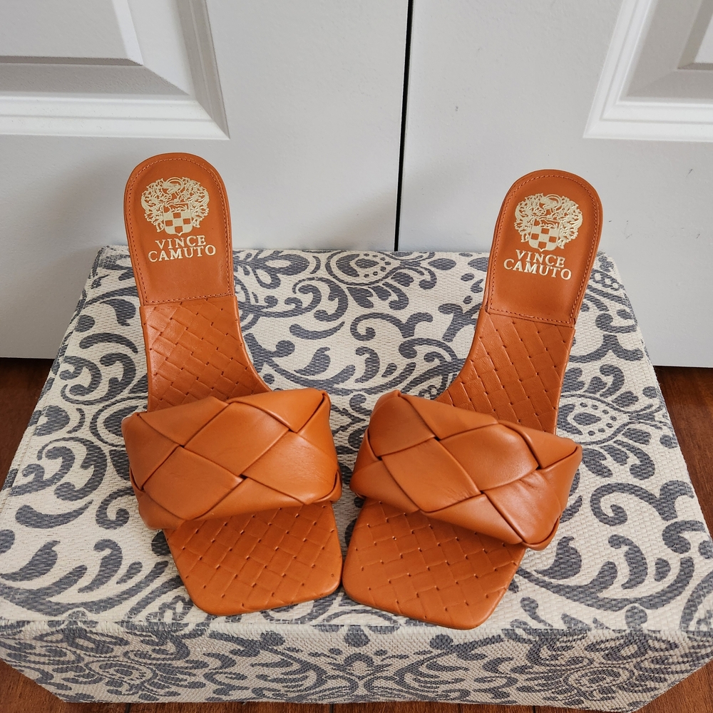 Vince Camuto Women's Orange Woven Slide Mule Sandals Sz 8M